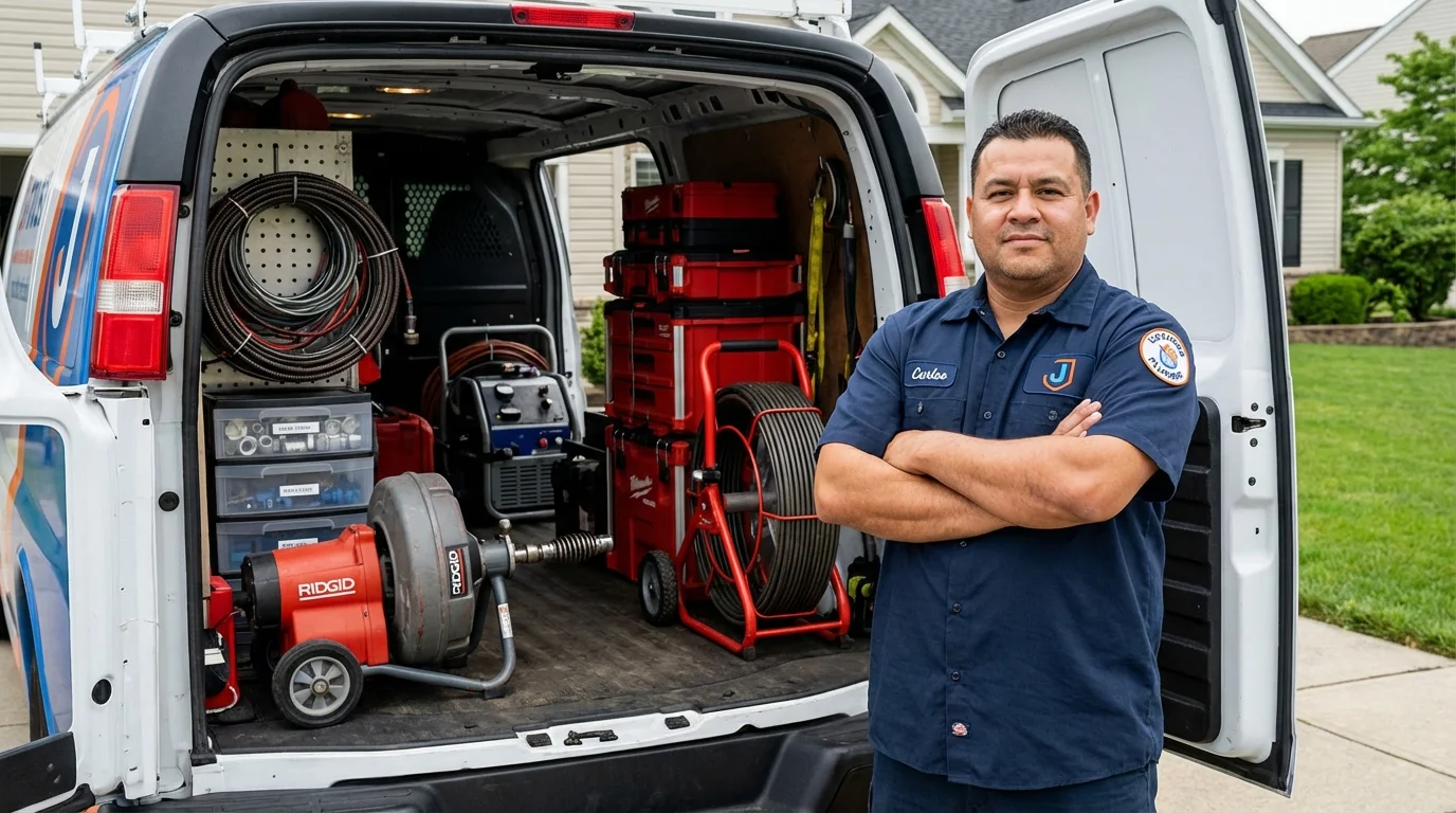 Professional drain cleaning equipment and Johns Plumbing LLC plumber in Fergus Falls