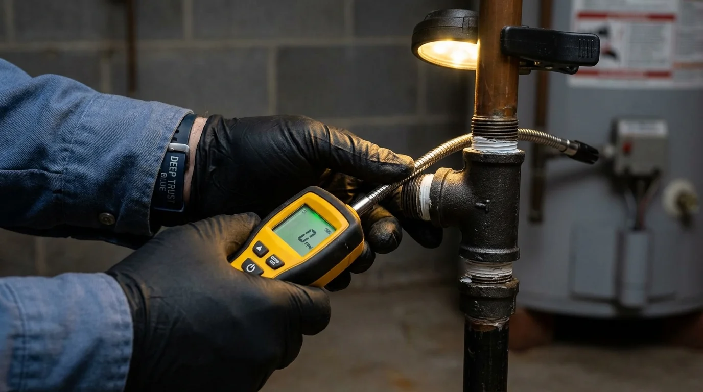 Gas leak detection with electronic sniffer by Johns Plumbing LLC in Fergus Falls